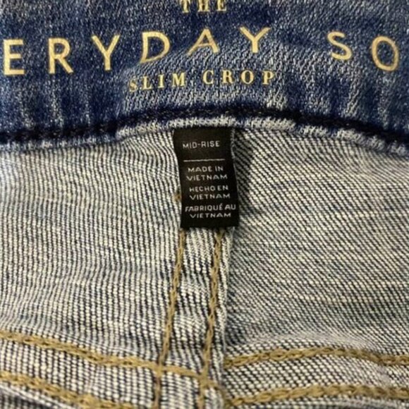 WHBM Mid-Rise Soft Slim Crop Jeans Size 8 Bronze Gold Metallic Cuff Denim - Picture 8 of 12